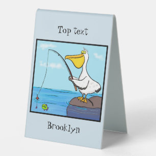 Funny fishing pelican cartoon