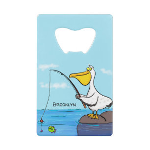 Funny fishing pelican cartoon