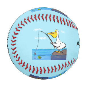Funny fishing pelican cartoon baseball