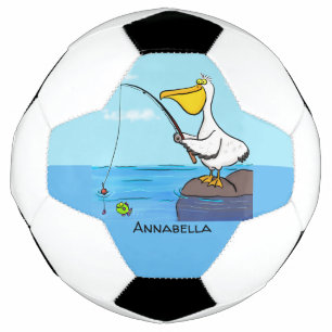 Funny fishing pelican cartoon football