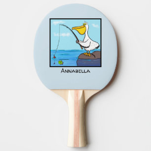 Funny fishing pelican cartoon  ping pong paddle