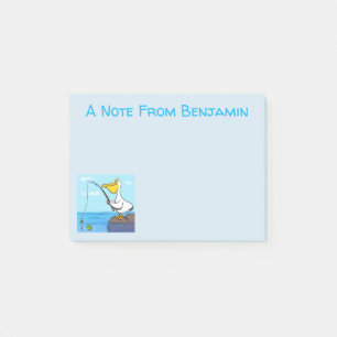Funny fishing pelican cartoon post-it notes