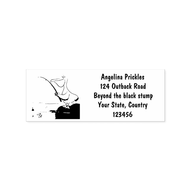 Funny fishing pelican cartoon rubber stamp (Imprint)