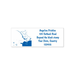 Funny fishing pelican cartoon self-inking stamp