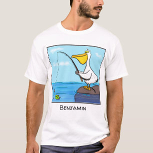 Funny fishing pelican cartoon T-Shirt