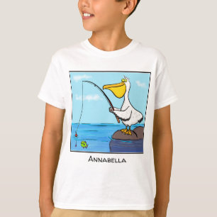Funny fishing pelican cartoon T-Shirt