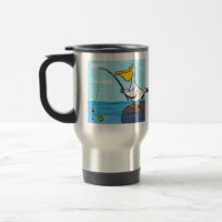Funny fishing pelican cartoon