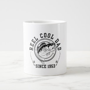 Funny Fishing Quote Reel Cool Dad Since 1953 Large Coffee Mug