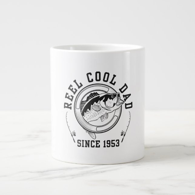 Funny Fishing Quote Reel Cool Dad Since 1953 Large Coffee Mug (Front)