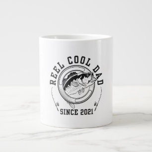 Funny Fishing Quote Reel Cool Dad Since 2021 Large Coffee Mug