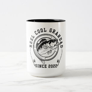 Funny Fishing Quote Reel Cool Grandad Since 2022 Two-Tone Coffee Mug