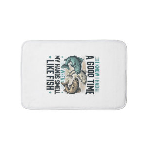 Funny Fishing Quote Vintage Engraving Vector Desig Bath Mat