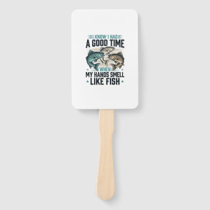 Funny Fishing Quote Vintage Engraving Vector Desig Hand Fan
