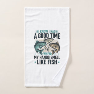 Funny Fishing Quote Vintage Engraving Vector Desig Hand Towel