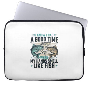 Funny Fishing Quote Vintage Engraving Vector Desig Laptop Sleeve