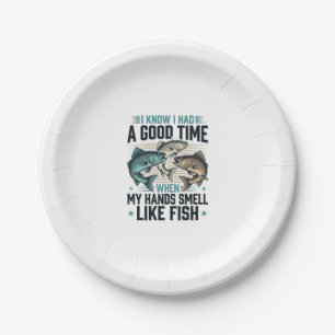 Funny Fishing Quote Vintage Engraving Vector Desig Paper Plate