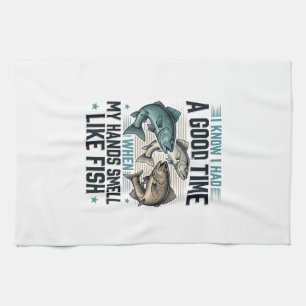 Funny Fishing Quote Vintage Engraving Vector Desig Tea Towel
