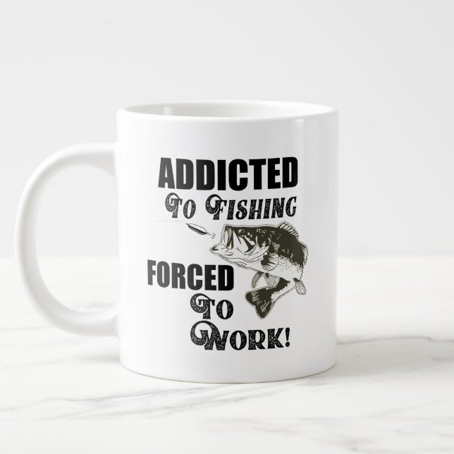 Funny Fishing Quotes Work Largemouth Bass Large Coffee Mug (Left)