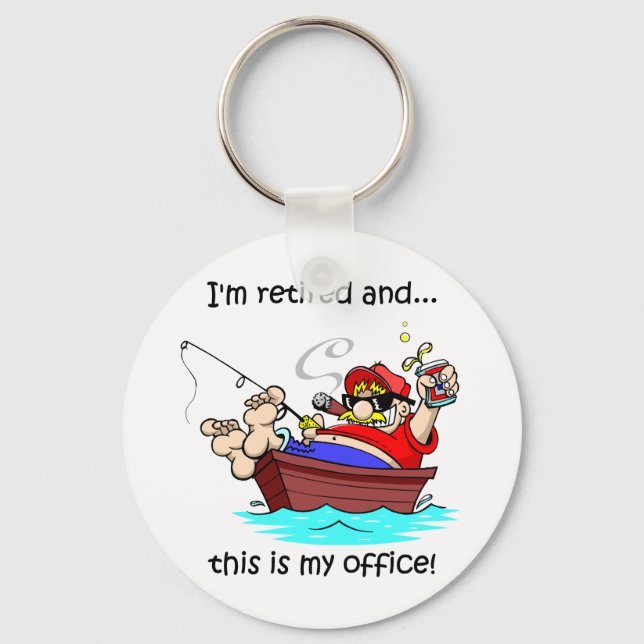 Funny fishing retirement key ring (Front)