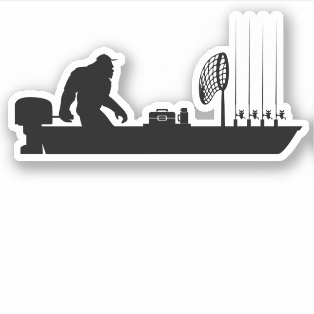 Funny Fishing Sasquatch Sticker Decal (Front)