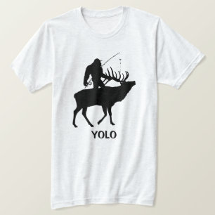 Funny Fishing Shirt with Sasquatch Riding Elk