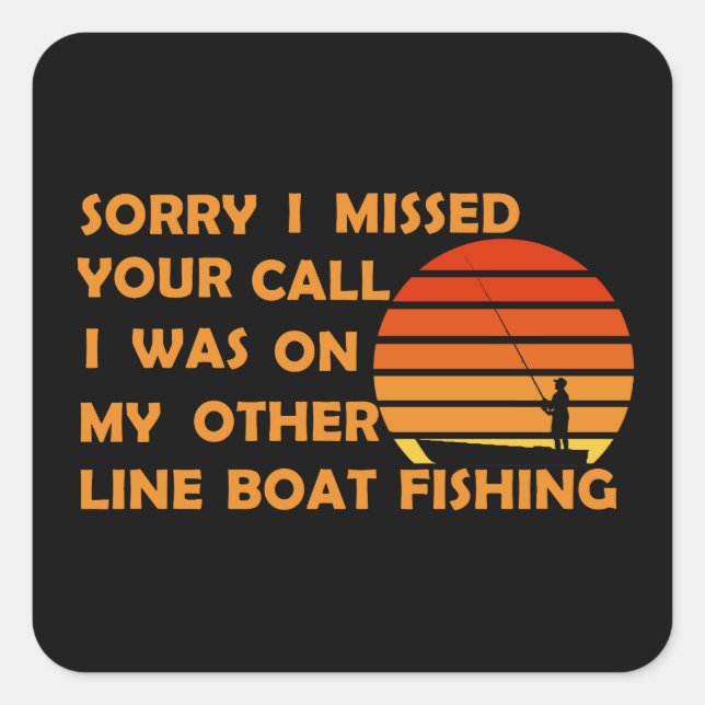 Funny fishing square sticker (Front)