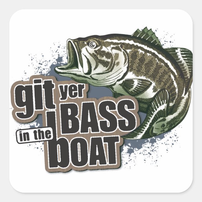 Funny Fishing Square Sticker (Front)