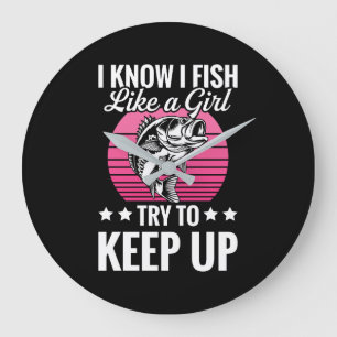 Funny Fishing Themed Large Clock