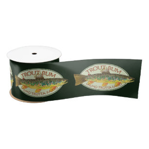 Funny Fishing TROUT BUM Satin Ribbon