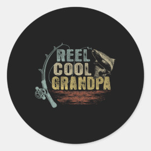 Funny Fishing Vintage Reel Cool Grandpa Classic Round Sticker