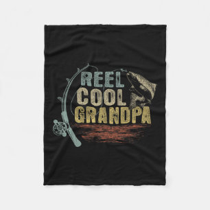 Funny Fishing Vintage Reel Cool Grandpa Fleece Blanket
