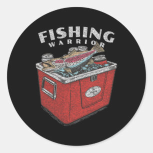 Funny Fishing Warrior Saying Fisherman Vintage Gra Classic Round Sticker