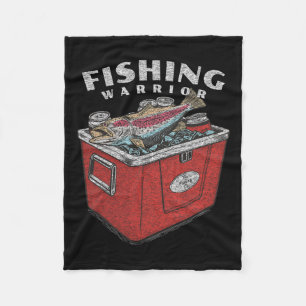 Funny Fishing Warrior Saying Fisherman Vintage Gra Fleece Blanket