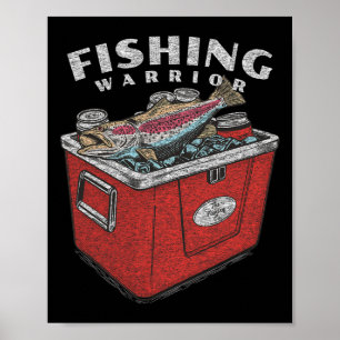Funny Fishing Warrior Saying Fisherman Vintage Gra Poster