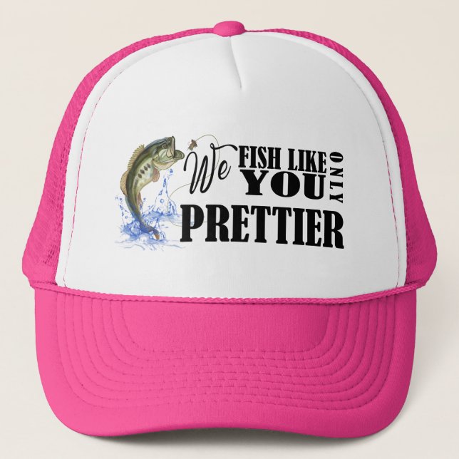 Funny Fishing Women Trucker Hat (Front)