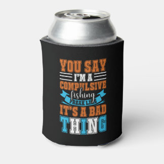 Funny Fishing word art Can Cooler