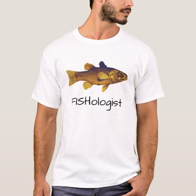 Funny Fishologist With Vintage Fish Illustration T-Shirt (Front)