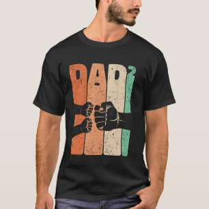 Funny Fist Bump Dad Squared Retro Father of Two Ki T-Shirt