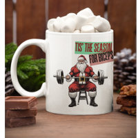 Funny Fitness Christmas Bicep Curls Barbell Santa