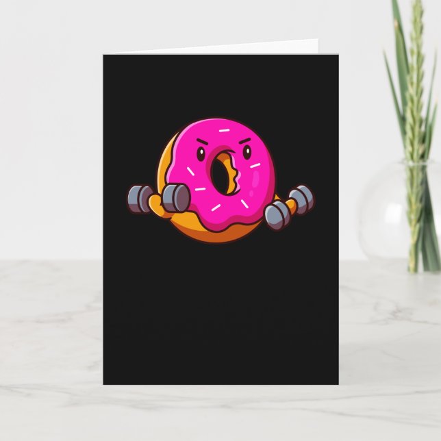 Funny Fitness Doughnut Workout Weightlifter Card (Front)