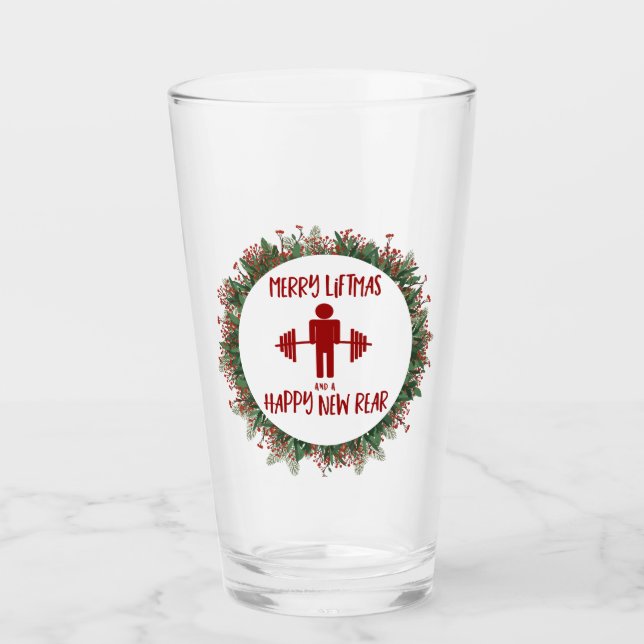 Funny Fitness Fitmas Christmas Trainer Holiday Glass (Front)