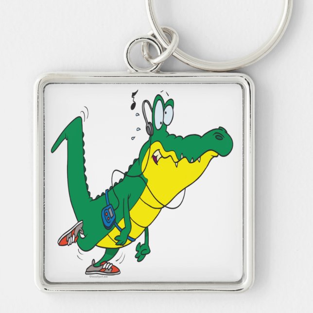 funny fitness gator alligator cartoon key ring (Front)