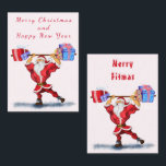 Funny Fitness Santa Claus Christmas Card<br><div class="desc">Funny Christmas Cards with Bodybuilder Santa Claus with Christmas Gifts Cartoon Painting Collection Christmas Card - or Choose / Add Your Unique Text / Name / Colour - Make Your Special Gift - Resize and move or remove and add elements / text with customisation tool ! Painting and Design by...</div>
