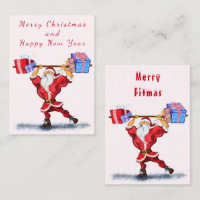Funny Fitness Santa Claus Christmas Card