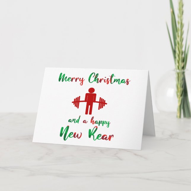 Funny Fitness Themed Christmas Card (Front)