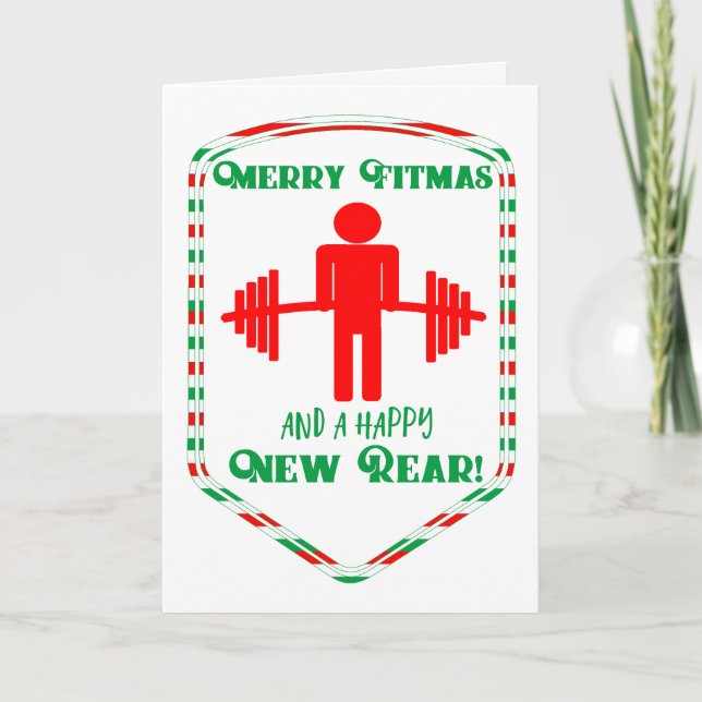 Funny Fitness Themed Christmas Card (Front)