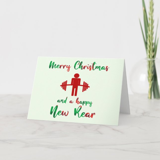 Funny Fitness Themed Christmas Card (Front)