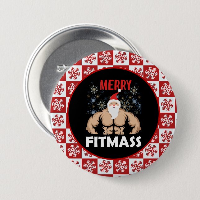 Funny Fitness Themed Christmas Fitmas Trainer Gym 7.5 Cm Round Badge (Front & Back)