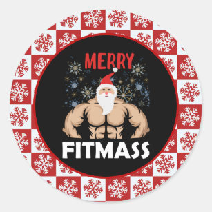 Funny Fitness Themed Christmas Fitmas Trainer Gym  Classic Round Sticker