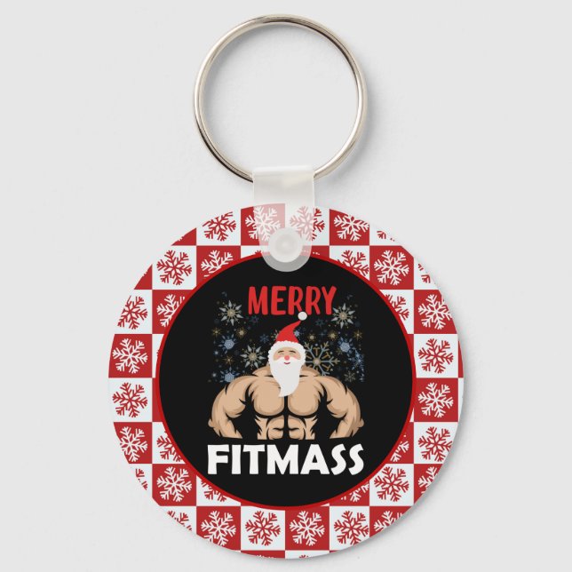 Funny Fitness Themed Christmas Fitmas Trainer Gym Key Ring (Front)